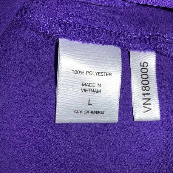 NY & Co. purple button front flutter sleeve top Sz L flounce hem - Picture 7 of 8